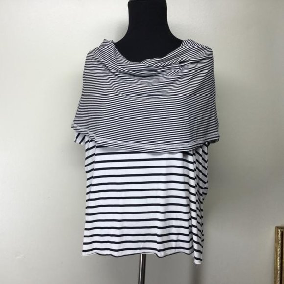 Akira Chicago Red Label Black/white Stripe Multi Way Tunic M - Picture 4 of 6